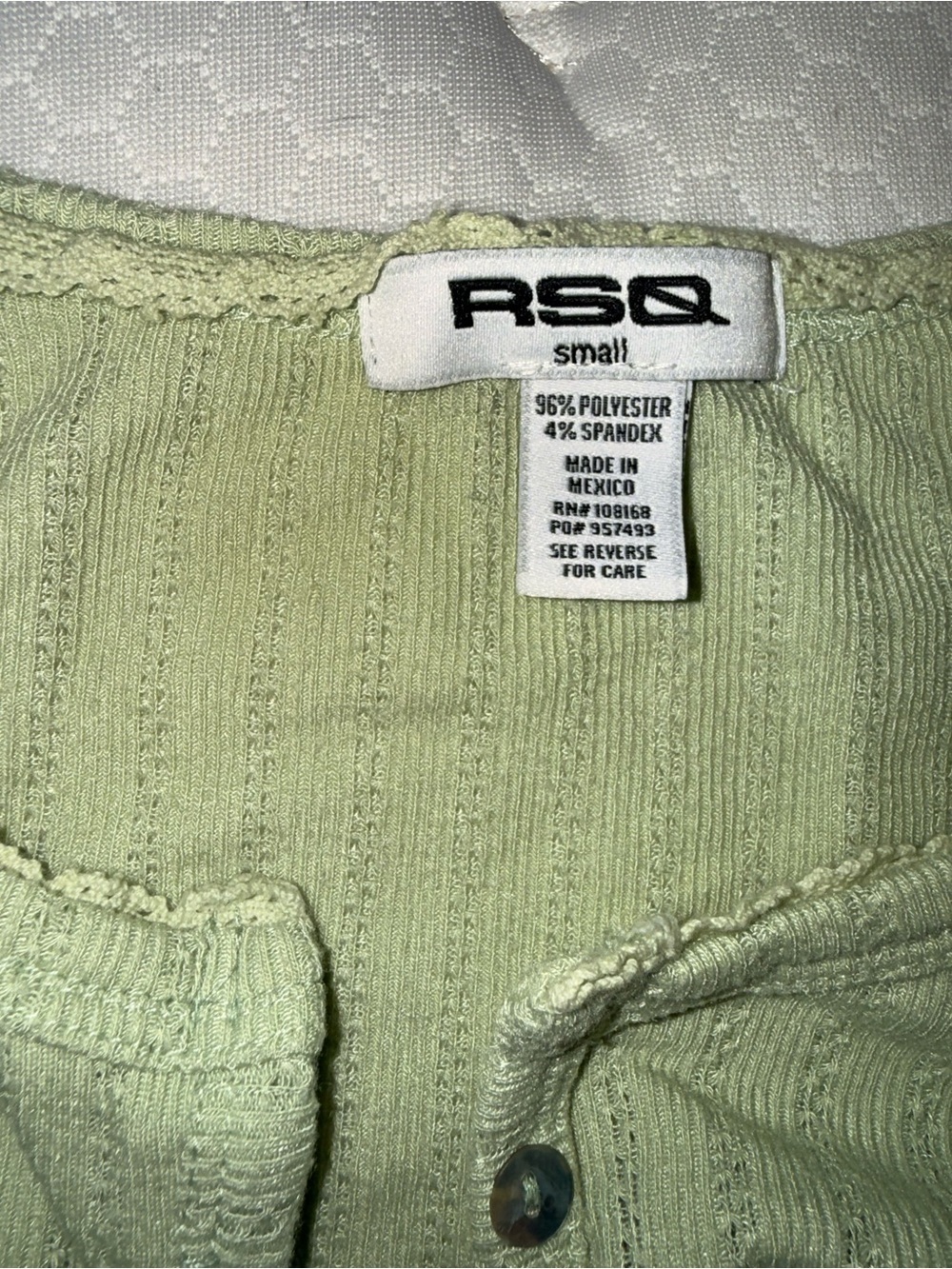 RSQ Light Sage Green Ribbed Button-Up Top - Picture 2 of 4